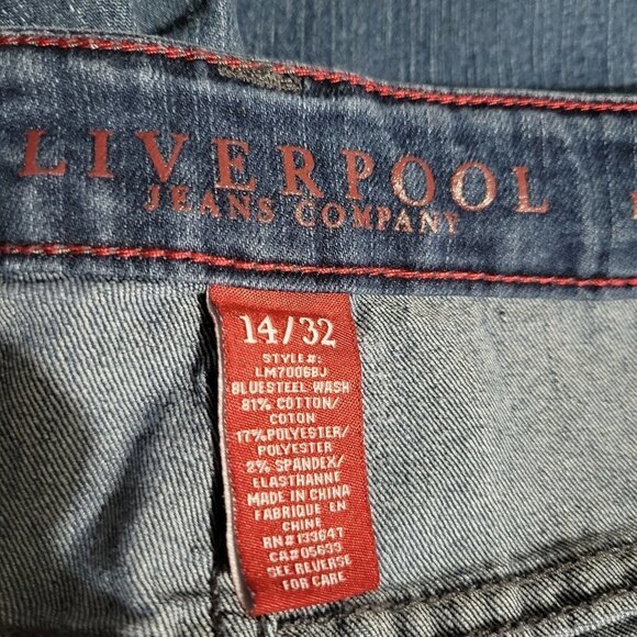 Liverpool Sz 14/32 Medium Wash Mid Rise Michelle Capri Cropped Blue Denim Jeans - Picture 8 of 12